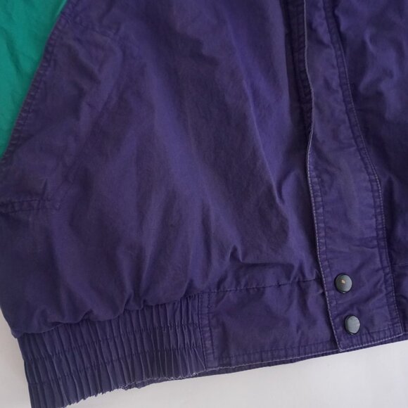Vintage '80S Gant Purple Green Cotton Zip Up Nautical Windbreaker Hood Jacket XL - Picture 6 of 10